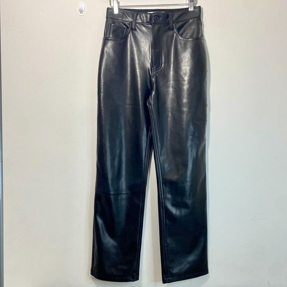 Abercrombie & Fitch Pants - Abercrombie & Fitch 90s Straight Ultra High Rise Black Faux Leather Pants 27/4s